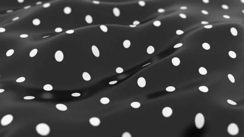 Black Fabric with White Polka Dots, Smooth Waves and Elegant Texture Design Stock Footage 341781527