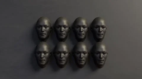 The Black face for Abstract Background concept 3d Rendering. Stock Illustration