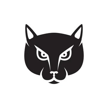Black face forest cat focus logo design vector graphic symbol icon sign ill.. Stock Illustration