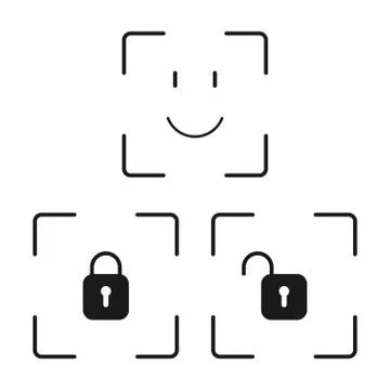 Black face id icon Ilustración de archivo