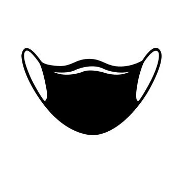 Black face mask simple with comfortable ear loops on white background Ilustração Stock