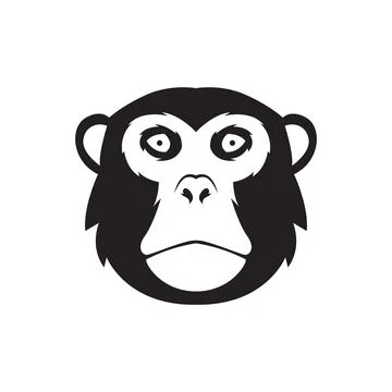 Black face monkey shock logo design vector graphic symbol icon illustration.. Illustration