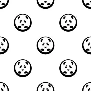 Black face panda bear icon isolated seamless pattern on white background. Vector Stock Illustration