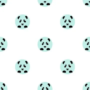 The black face of a Panda in a blue circle panda bear icon isolated seamless Stock Illustration
