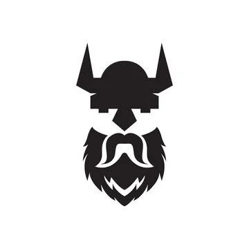 Black face viking long beard logo design, vector graphic symbol icon illust.. Illustrazione stock
