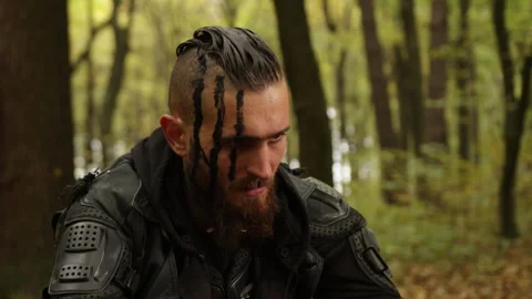 Black facepaint, End times, Apocalyptic gear Stock Footage 306240366