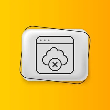 Black Failed access cloud storage icon isolated on yellow background. Cloud.. Stock Illustration