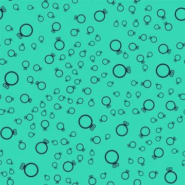Black Fantasy magic stone ring with gem icon isolated seamless pattern on green Stock Illustration