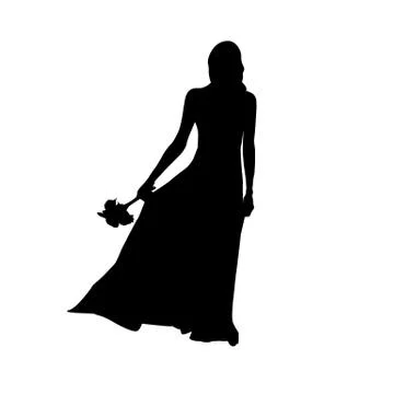 Black fashion vector silhouette of beautiful young bride Stock Illustration