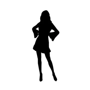 Black fashion vector silhouette of beautiful stylish woman in mini dress Stock Illustration