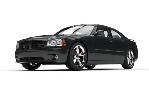 Black Fast Powerful Car Front Side View Stock Illustration