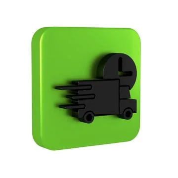 Black Fast round the clock delivery by car icon isolated on transparent bac.. Stockillustratie