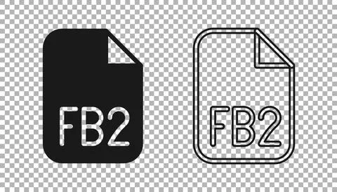 Black FB2 File icon isolated on transparent background. Vector 스톡 일러스트