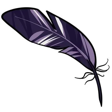 Black feather. Crow pen, Vector illustration of a feather Stock Illustration