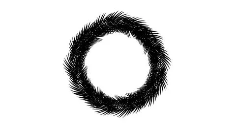A black feather wreath on a white background Stock Illustration