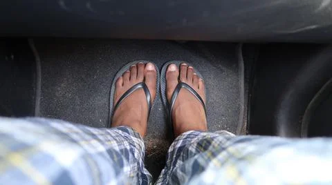 Black Feet in Car Stock Photos