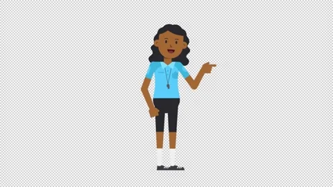 Black Female EU Referee Pointing Right Stock Footage 205056175