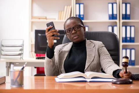 Black female lawyer in courthouse Stock Photos