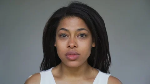 Black Female Scared Face Close Up Stock Footage 91982284