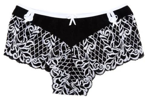 Black feminine undershorts with pattern 스톡 사진
