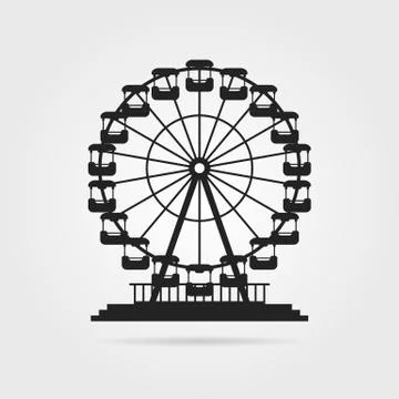 Black ferris wheel with shadow Stock Illustration