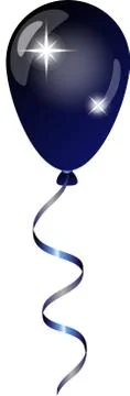 Black festive balloon with serpentine - vector full color picture. Stock Illustration