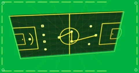 Black field starting neon panel, transparent pitch, pointer tracing triangle Stock Footage 329548594