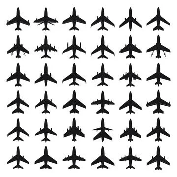 Black fighter jets in a grid pattern on white background 스톡 일러스트