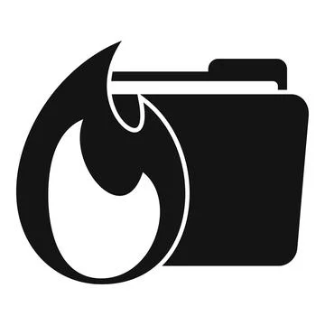 Black file folder being consumed by flames icon 스톡 일러스트