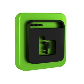 Black File missing icon isolated on transparent background. Green square bu.. イラスト素材