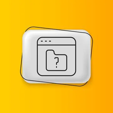 Black File missing icon isolated on yellow background. Silver rectangle but.. Illustrazione stock