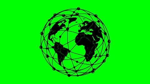 Black fill global connectivity metaverse network on green screen Stockbeeldmateriaal 333017212