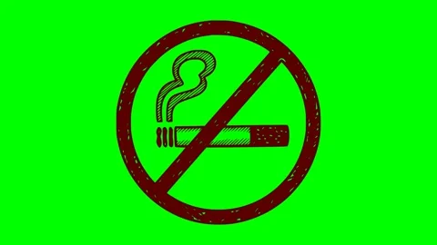 Black fill hand drawn forbidden smoking red flash animation Video stock 338037796