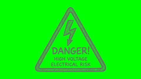 Black fill hand drawn high voltage sign config white illumination flash Vidéo 336819156