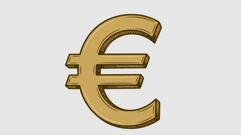 Black fill hand drawn style euro symbol animation Stock Footage 331997848