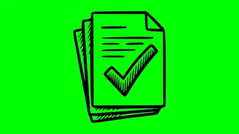 Black fill hand drawn style file checkmark icon animation Stock Footage 332953047