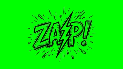 Black fill hand drawn style zap electric spark effect stamp animation Stockbeeldmateriaal 332953063