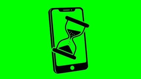 Black fill hand drawn style smartphone with hourglass representing screen time Stock Footage 333017428