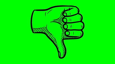 Black fill hand drawn style thumbs down dislike rejection animation Stock Footage 334206892