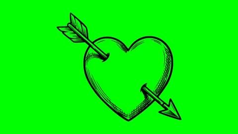 Black fill hand drawn style heart arrow valentine symbol animation Stockbeeldmateriaal 334265462