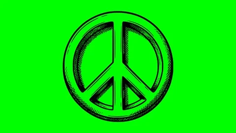 Black fill hand drawn style peace sign symbol animation Stock Footage 334265478