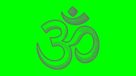 Black fill hand drawn style om hindu symbol Video stock 336812470