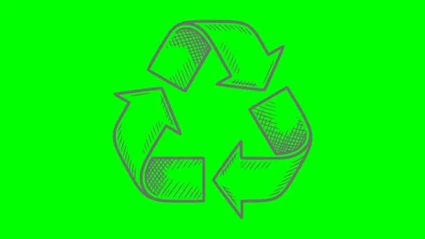 Black fill hand drawn style recycle symbol ecology environment Stock Footage 336913451