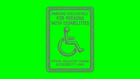 Black-fill-hand-drawn-style-disabled-parking-sign-wheelchair-symbol-regulato Stock Footage 338201848