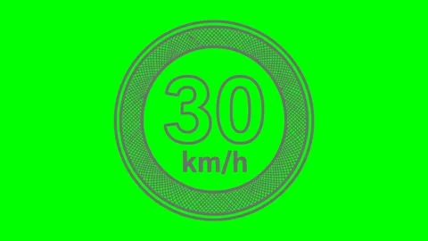 Black-fill-hand-drawn-style-30-kmh-speed-limit-road-sign-circular-icon-profi Stock Footage 338201850