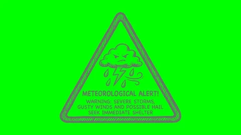Black-fill-hand-drawn-style-meteorological-alert-severe-storm-warning-triang Stock Footage 338201856