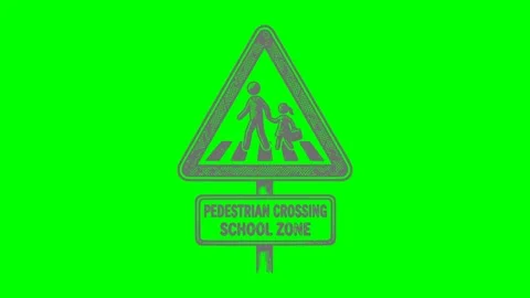 Black fill hand drawn style pedestrian crossing school zone sign adult child Stock Footage 338201864