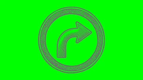 Black-fill-hand-drawn-style-right-turn-arrow-in-circle-icon-profile autobw c Stock Footage 338201868