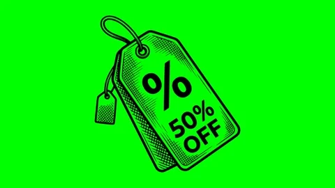 Black fill hand drawn style discount sale price tag 50 percent off percentag Video stock 338350986