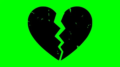 Black fill hand drawn style broken heart stamp Stock Footage 340570808